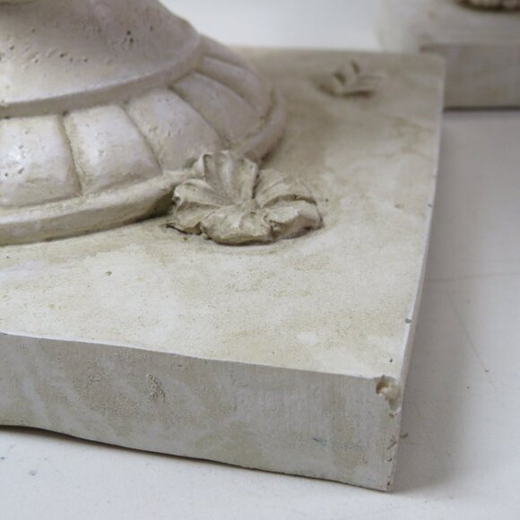 Pair of Vintage Faux Stone Floral Urn Bookends or Door Stops Distressed design - Picture 6 of 12